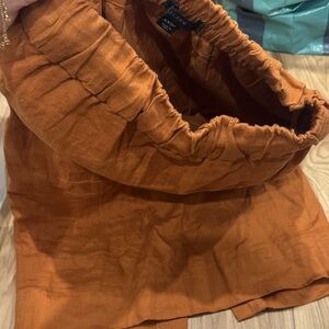 J. Crew Rust Orange Linen Elastic Waist Skirt